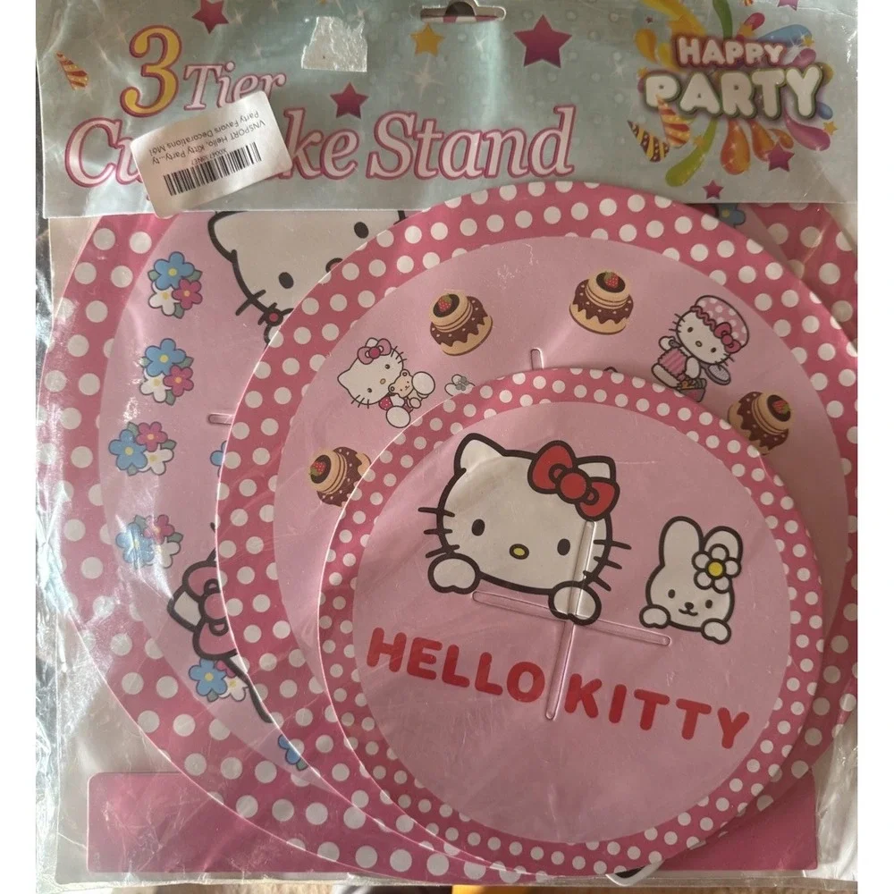 New Hello Kitty 3 Tier Cup Cake Stand Pink Birthday Party